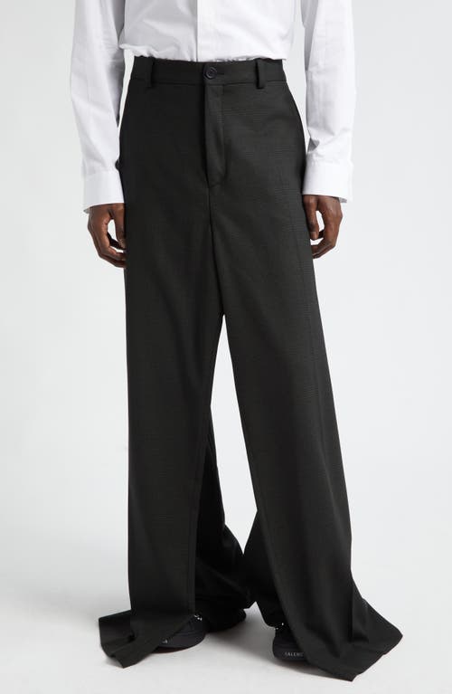 Double Front Stretch Wool Straight Leg Pants in Khaki/Black