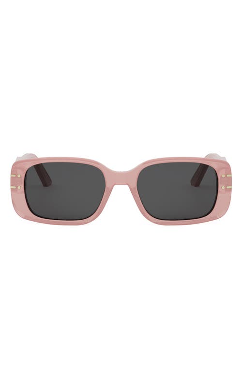 Shop Dior Signature S12i 53mm Rectangular Sunglasses In Shiny Pink/smoke