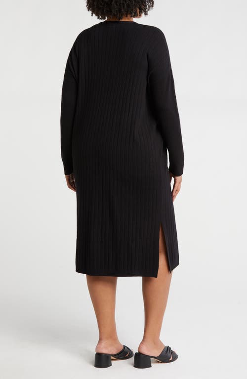 Shop Caslonr Caslon(r) Long Sleeve Rib Sweater Dress In Black