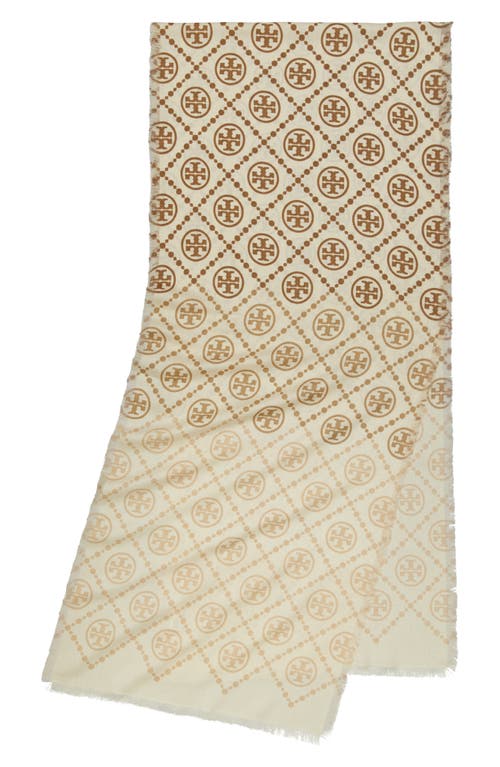 Tory Burch T-Monogram Print Silk Oblong Scarf in Neutral at Nordstrom