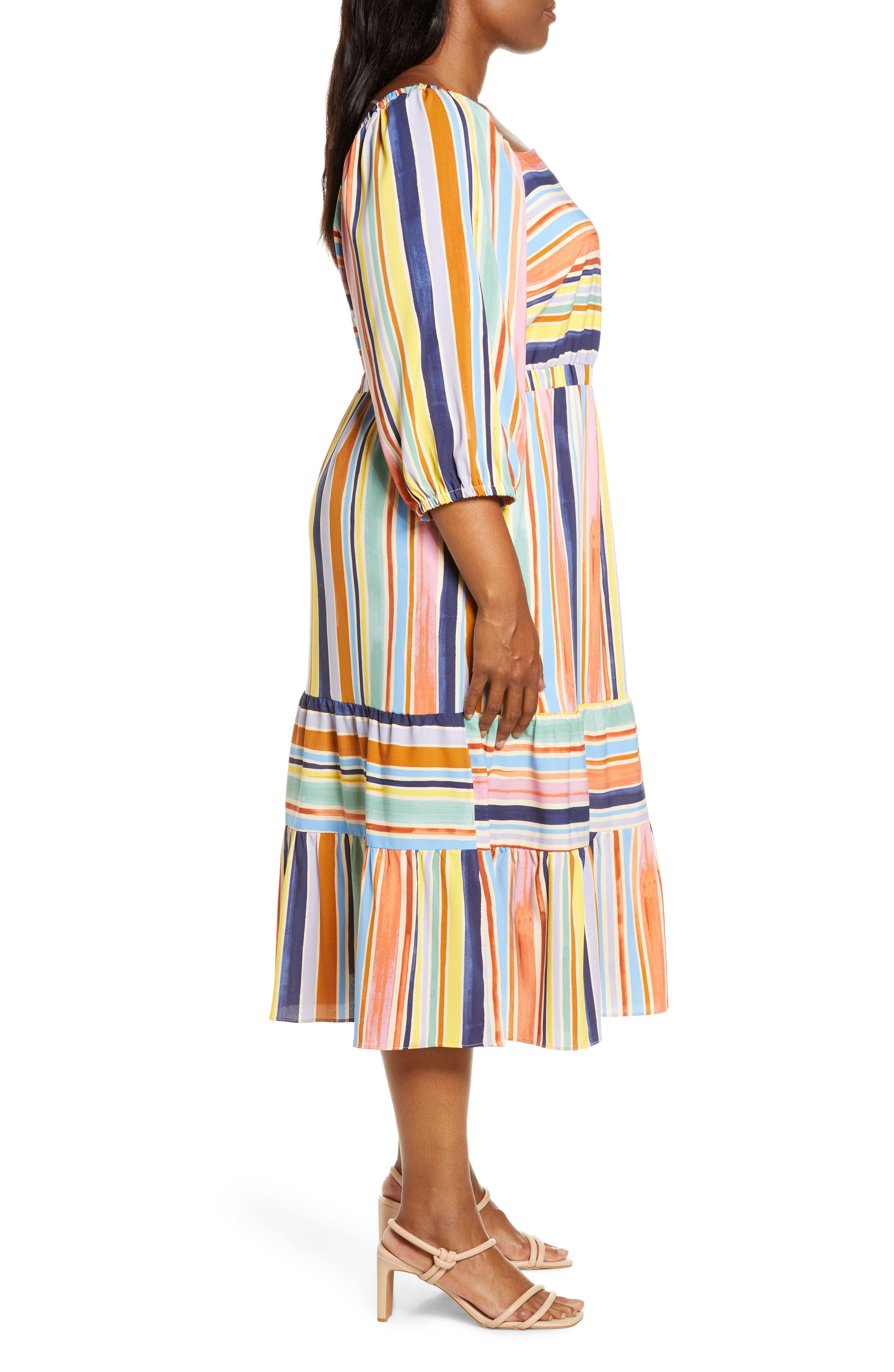 Three-Quarter Sleeve Midi Dress | Nordstrom
