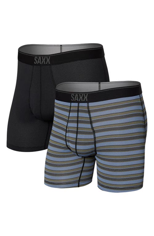 Saxx Quest Quick Dry 2-pack Mesh Boxer Briefs In Sunrise Stripe/black Ii