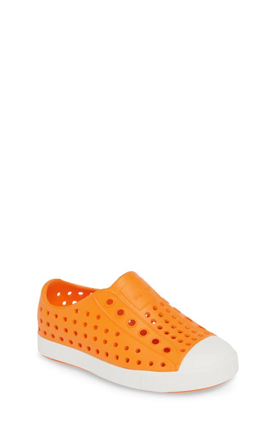Native Shoes Kids' Jefferson Water Friendly Slip-on Sneaker In City Orange/ Shell White