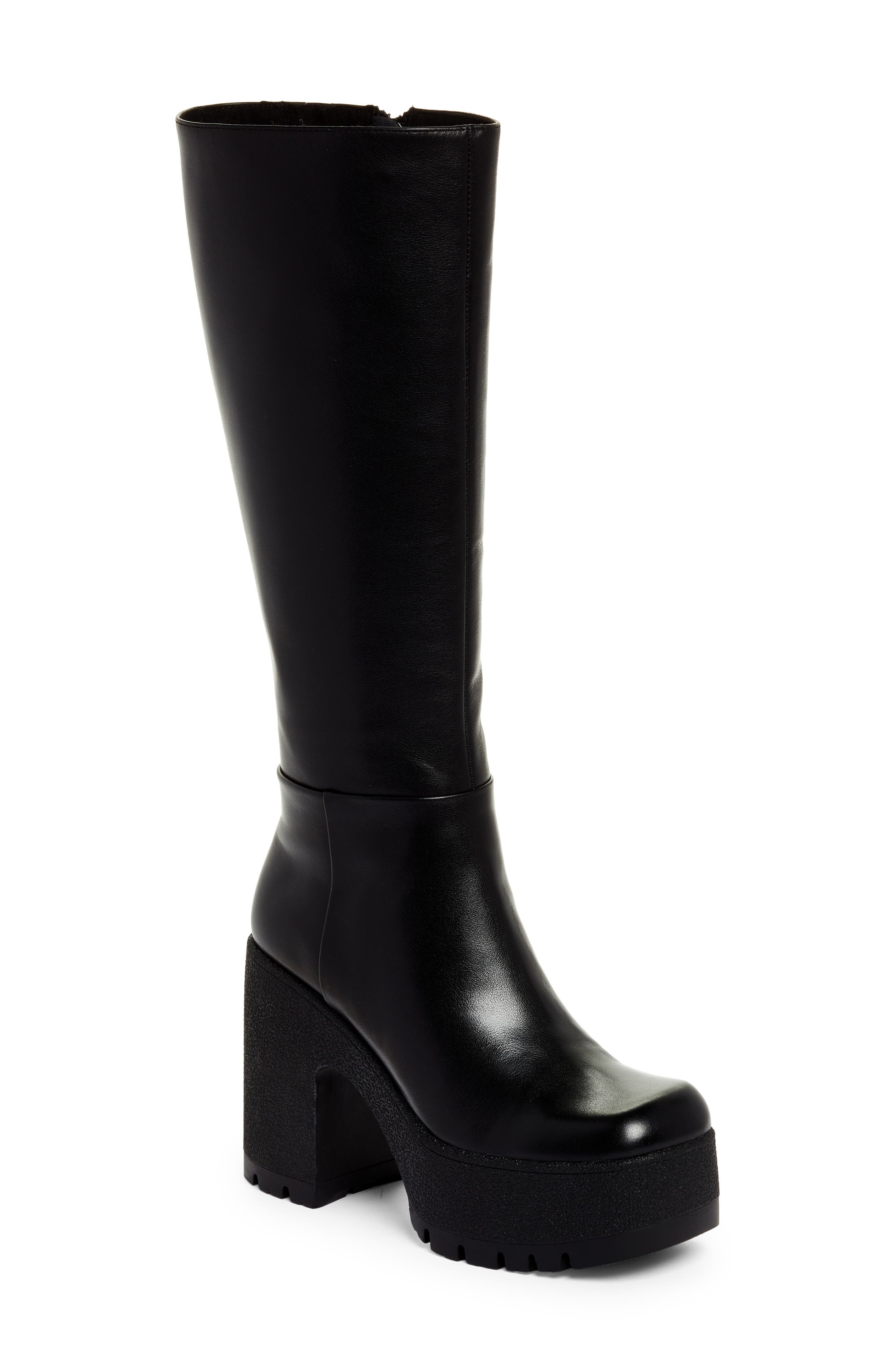 black platform boots heels