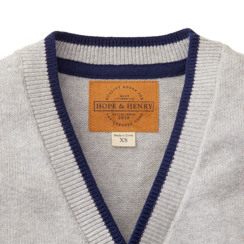 Hope & Henry Baby Boys' Organic Tipped Cardigan With Elbow Patches, Infant In Light Grey