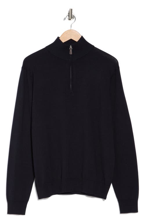 Tom Baine Solid Quarter Zip Pullover In Navy