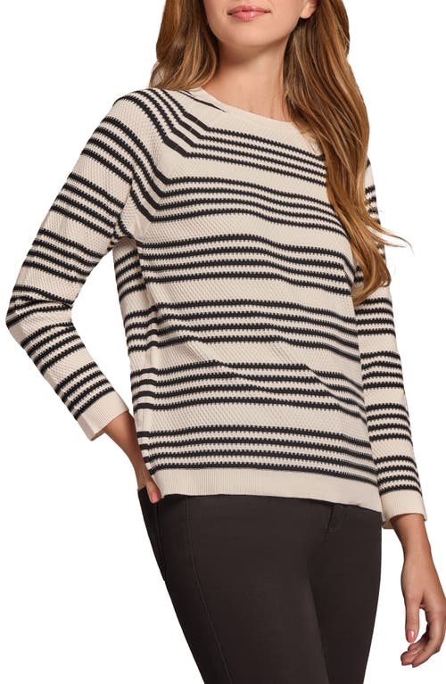 Shop Jones New York Textured Stripe Crewneck Sweater In Jones White/jones Black