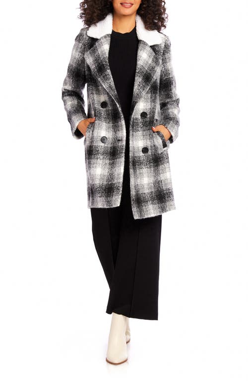 Karen Kane Faux Shearling Car Coat In Plaid