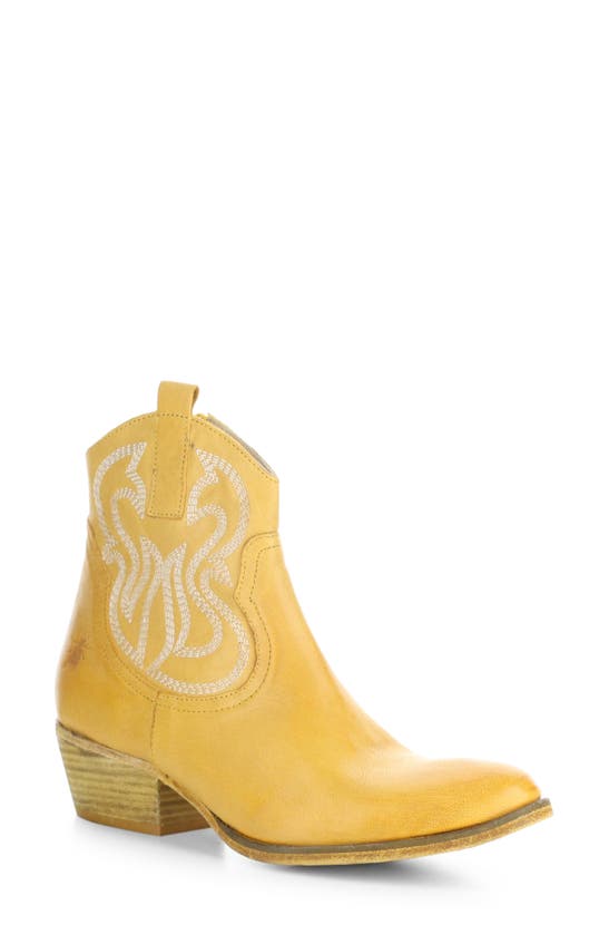 Fly London Wami Western Boot In Yellow Velvet