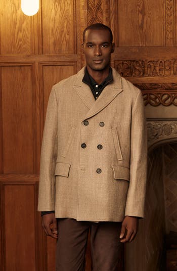 Men's tan store wool pea coat