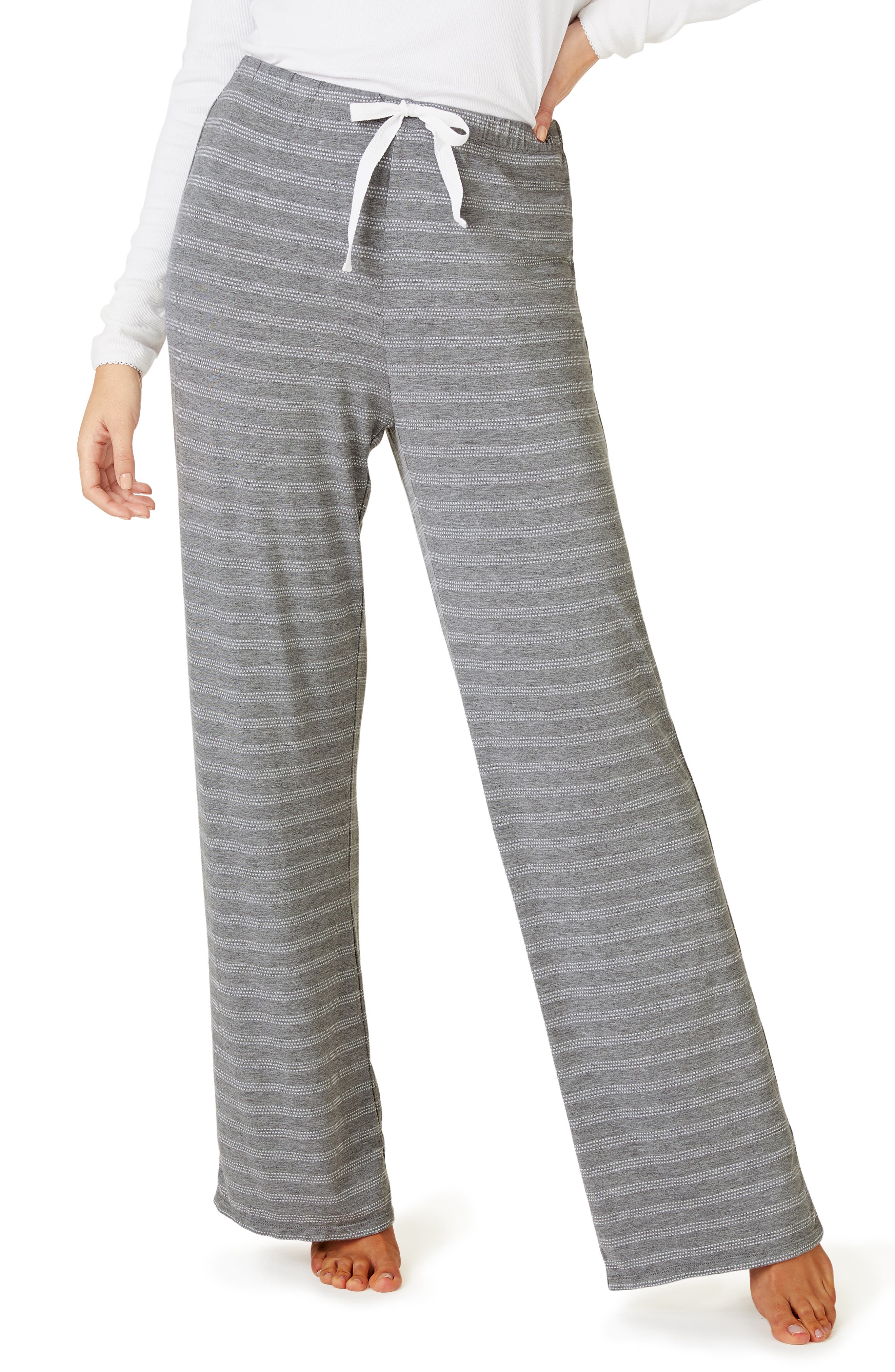 The White Company Stitch Stripe Pajama Pants, Grey