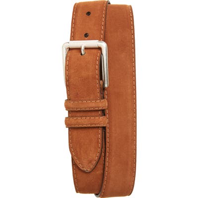 Torino Calfskin Suede Belt, Walnut