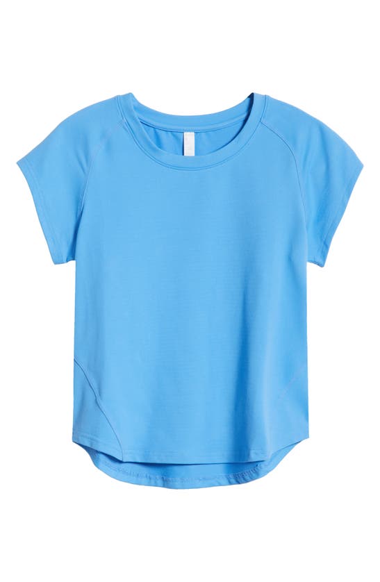 Shop Zella Replay Piqué Performance T-shirt In Blue Lapis