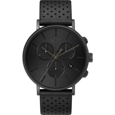 Timex Fairfield Chronograph Leather Strap Watch, 41Mm