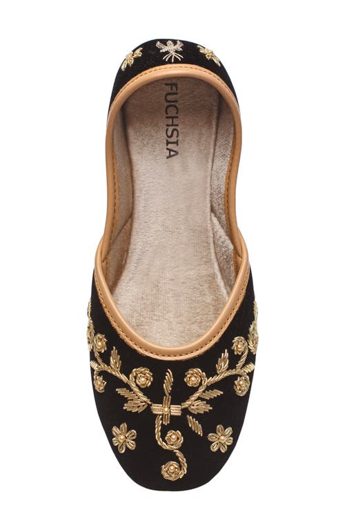 Fuchsia Marina Embroidered Jutti Flat In Black