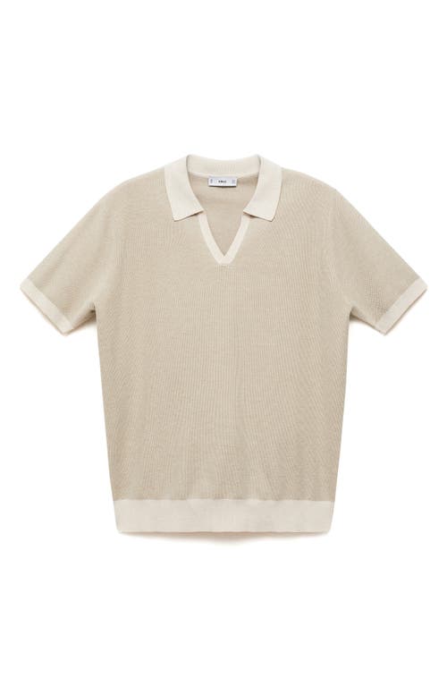 Shop Mango Structured Contrast Polo Shirt In Light/pastel Grey