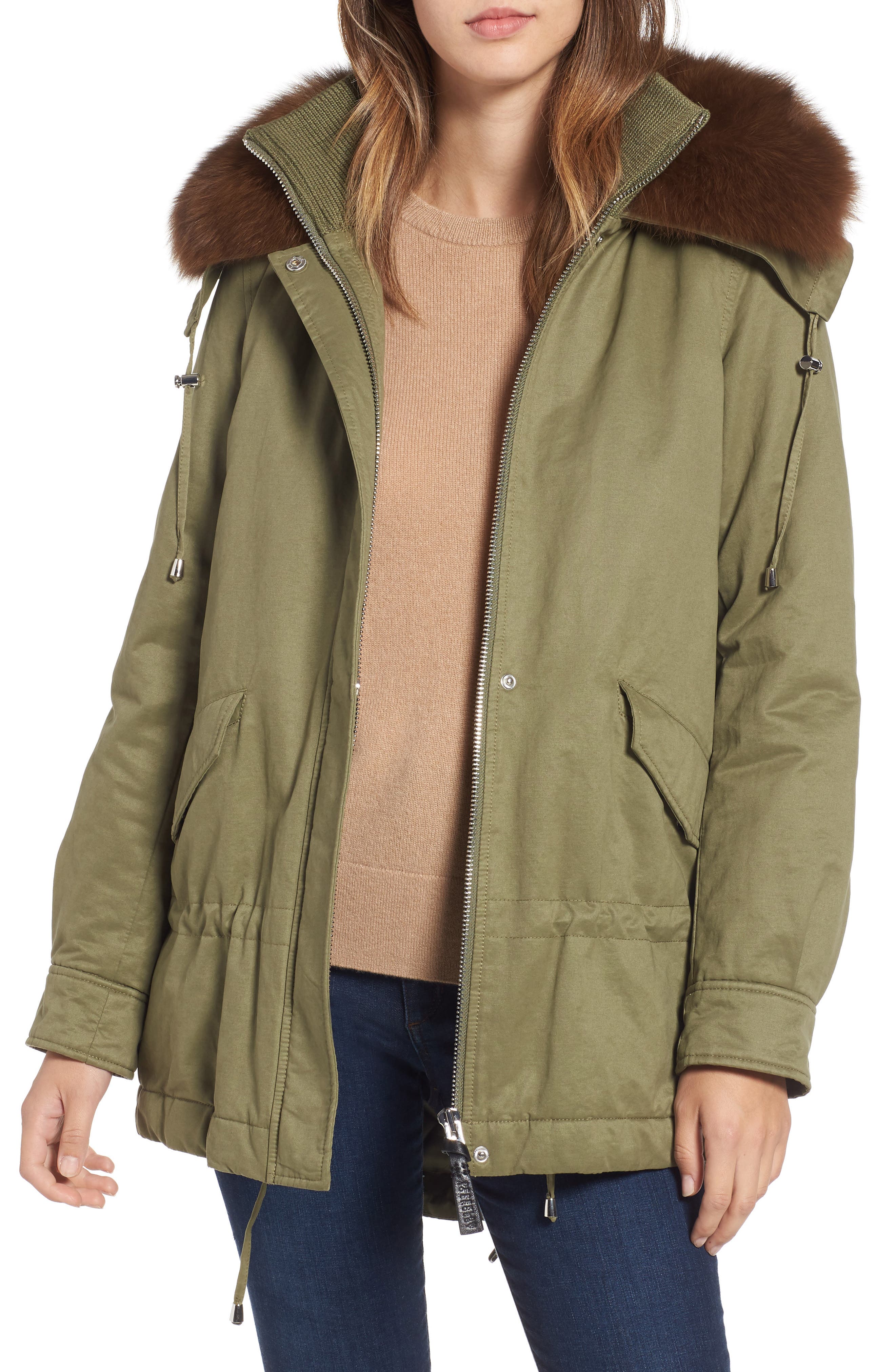 derek lam 10 crosby fur trim hooded down parka