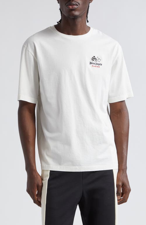 Palm Angels Racing Helmet Cotton Graphic T-Shirt Offwhite Black at Nordstrom,