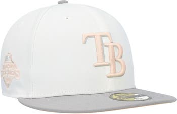 New Era Men's New Era White/Gray Tampa Bay Rays 2008 World Series Side  Patch Undervisor 59FIFTY Fitted Hat