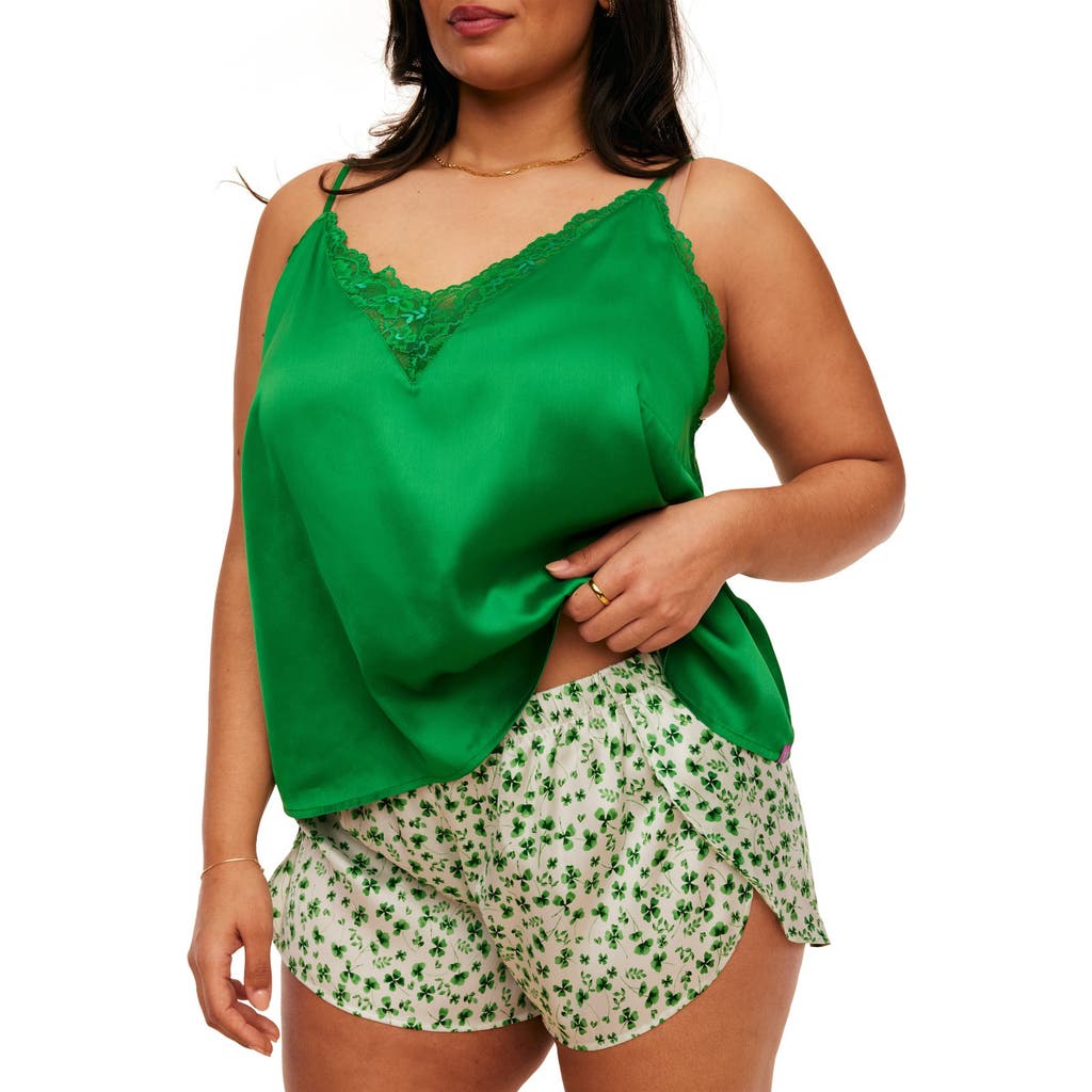 Adore Me Linny Pajama Camisole & Shorts Set In Green