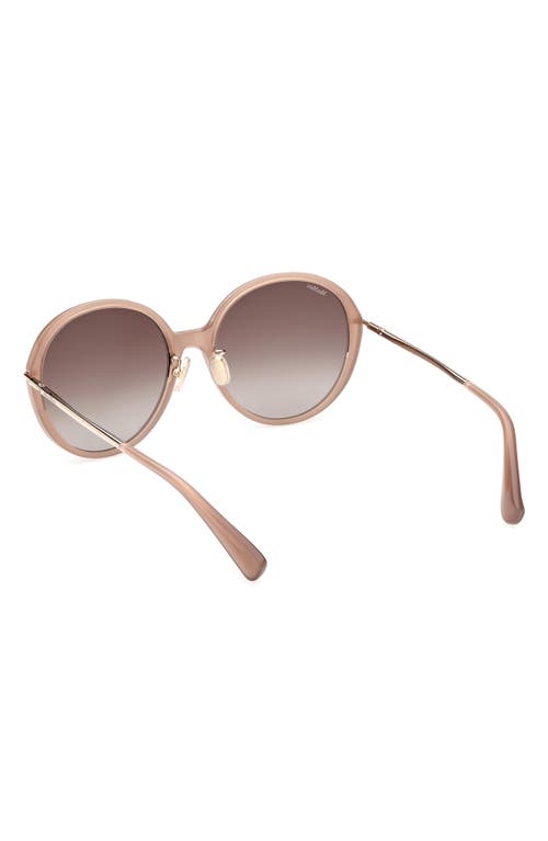Max Mara 58mm Round Sunglasses In Shiny Beige / Gradient Brown