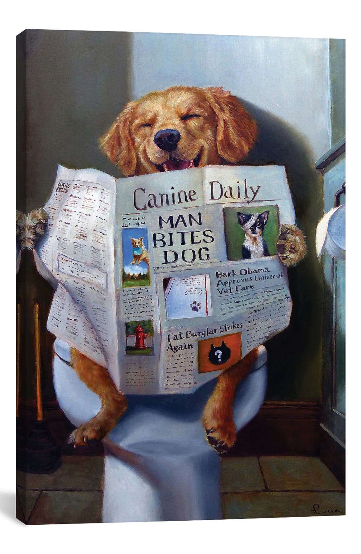ICANVAS Dog Gone Funny by Lucia Heffer Giclée Print Canvas Art, Main, color, WHITE