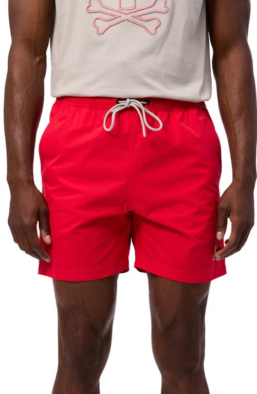 Shop Psycho Bunny Palm View Hydrochromic Swim Trunks In Crimson