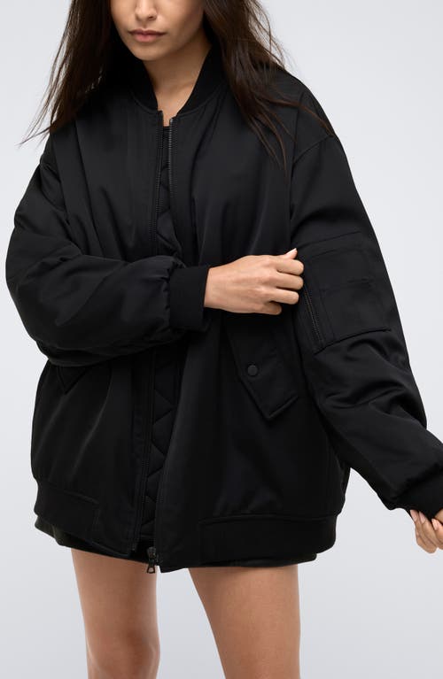 Kenneth Cole Oversize Satin Bomber Jacket In Black