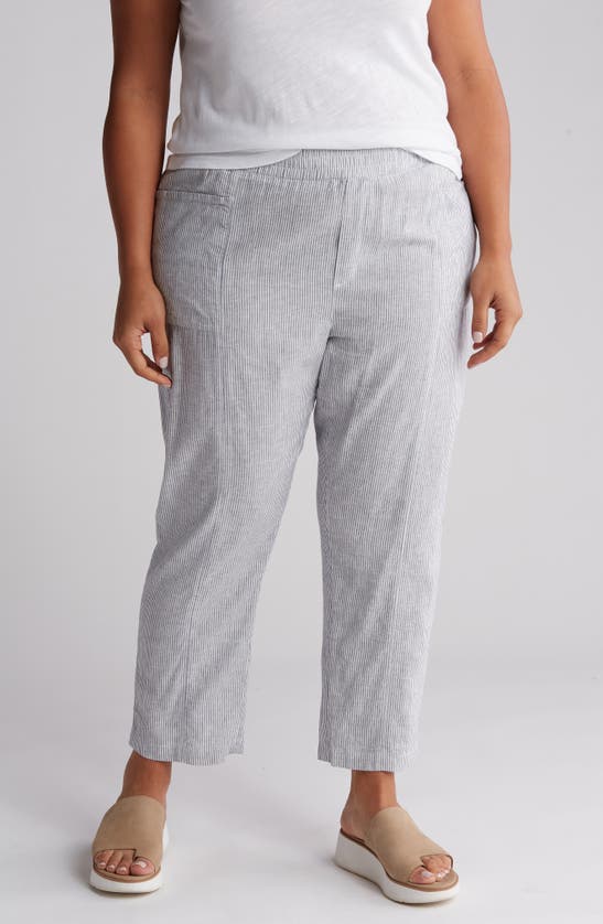 Caslon Linen Blend Pull-on Crop Pants In Blue Vintage Leah Stripe