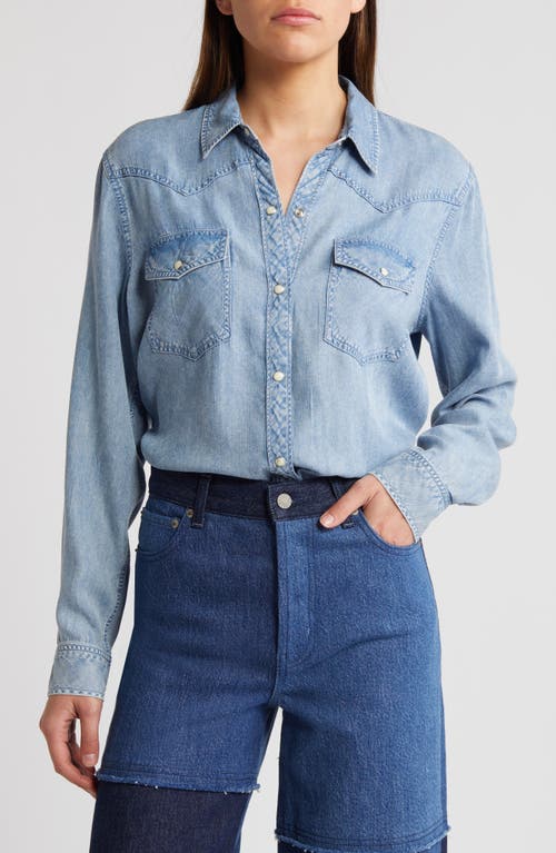 Shop Rails Remi Chambray Snap Front Western Shirt In Medium Cloud Wash