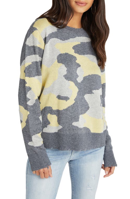 Vici Collection Distressed Camo Pattern Sweater In Gray