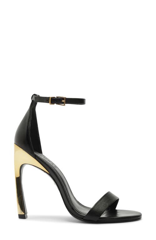 Shop Schutz Cadey-lee Curve Ankle Strap Sandal In Black/gold