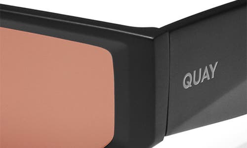 Quay Good Time 34mm Small Rectangular Sunglasses In Matte Black/dark Apricot