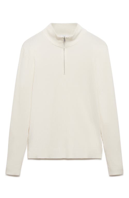 Shop Mango Perkins Half Zip Sweater In White