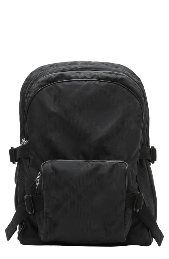 Shop Burberry Jacquard Check Nylon Backpack In Black
