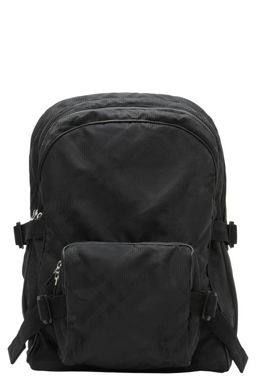 Jacquard Check Nylon Backpack in Black
