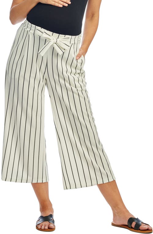 Everly Grey Makana Maternity Crop Pants in White Stripe