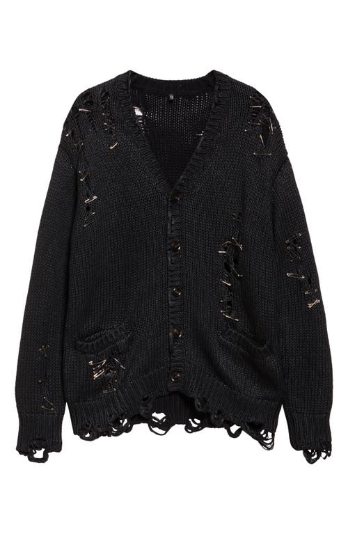 R13 Black Grunge Sweater In Coated Black