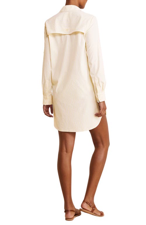 Shop Vineyard Vines Harbor Stripe Long Sleeve Cover-up Shirtdress In  White