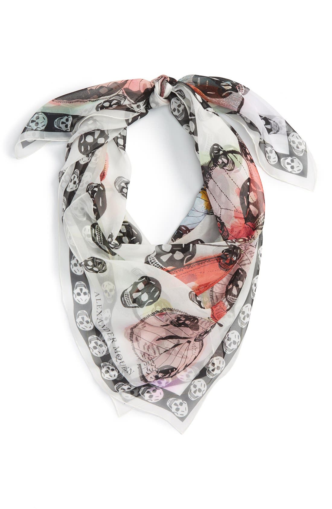 Alexander McQueen 'Skull on Butterfly' Silk Scarf Nordstrom