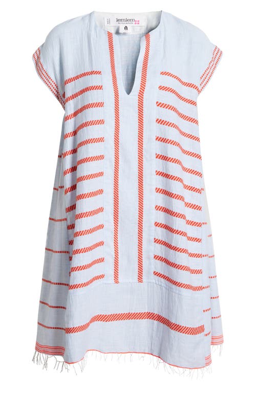 Shop Lemlem Elina Mixed Stripe Cotton Blend Caftan In Tiki Skypop