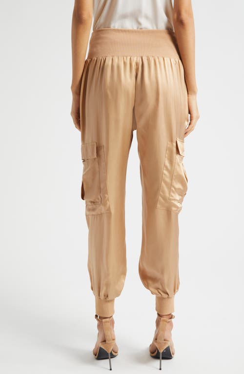 Shop Cinq À Sept Giles Cupro Crop Cargo Joggers In Desert Tan