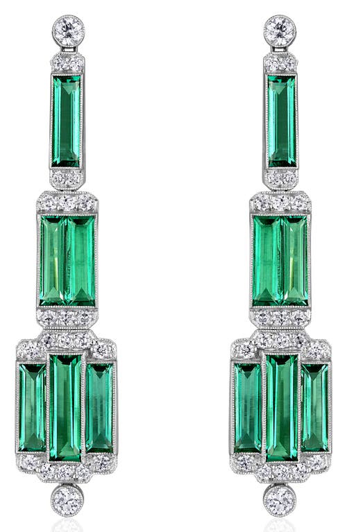 Shop Mindi Mond Icon Towering Step Emerald & Diamond Chandelier Earrings In Platinum/emerald