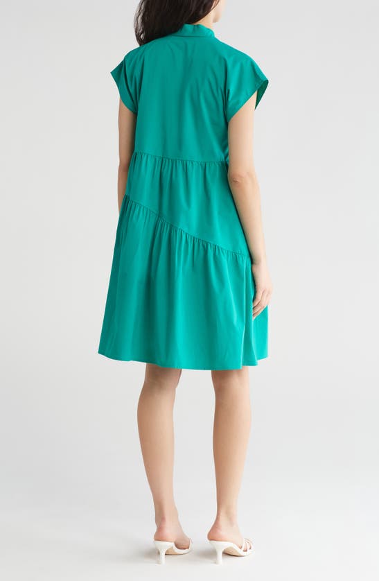 Shop Sandra Darren Asymmetric Tiered Dress In Green
