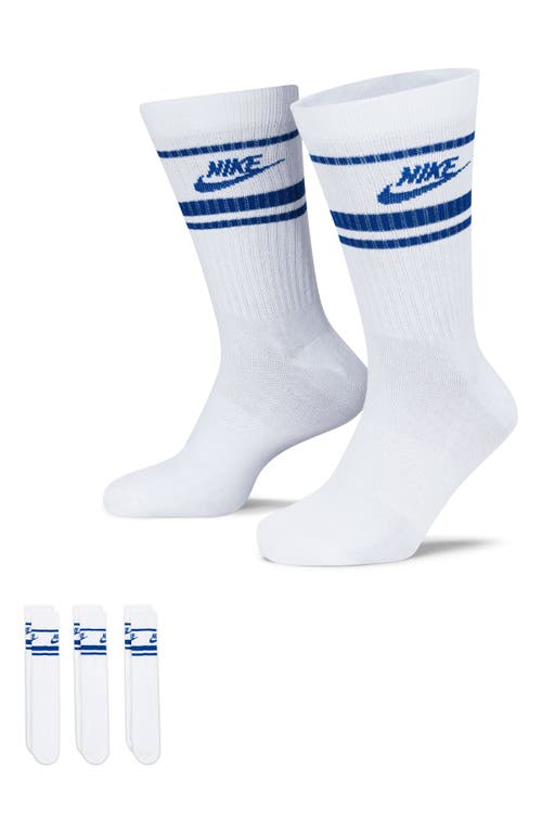 Shop Nike 3-pack Dri-fit Everyday Essentials Crew Socks In White/game Royal/game Royal