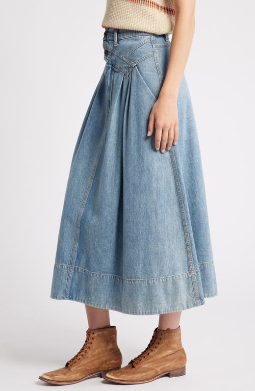 Shop The Great . The Field Denim Maxi Skirt In Misty Wash