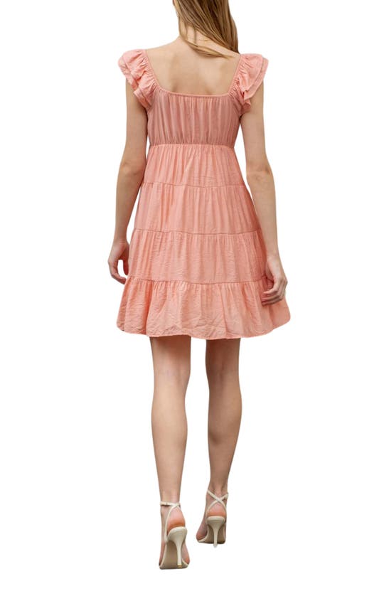 Shop Blu Pepper Tiered Ruffle Minidress In Coral