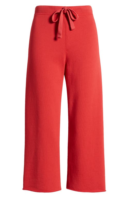 Shop Frank & Eileen Catherine Crop Wide Leg Sweatpants In Double Decker Red