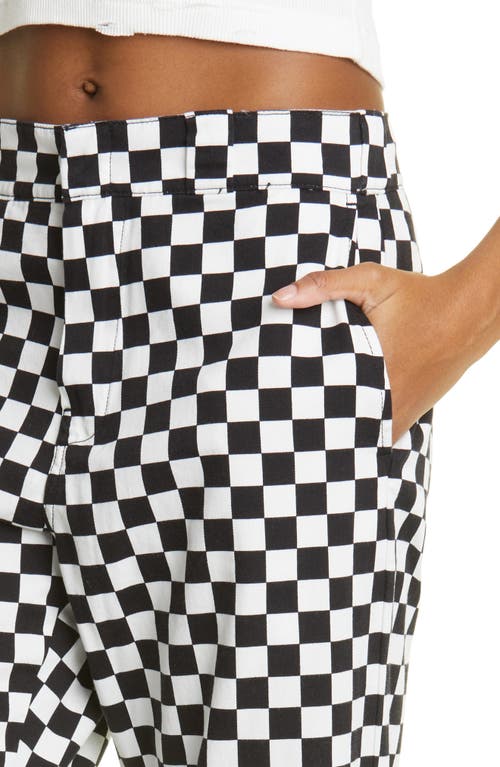 R13 Slouch Crop Straight Leg Cotton Pants In Black/white Checker