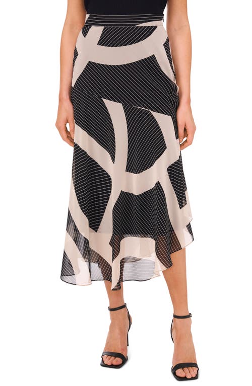 Shop Halogenr Halogen(r) Mixed Geo Print Asymmetric Chiffon Skirt In Rich Black